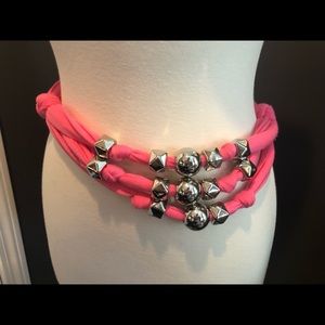 Pink scarf or Belt with silver accents!